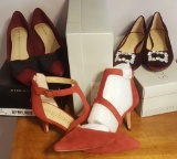 3 pairs of ladies shoes: shades of red
