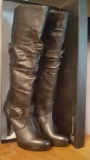 INC International Concepts 20 inches tall ladies black leather boots