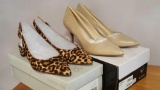 2 pairs of ladies shoes: Leopard print & Alfani nude heels