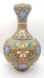 Highly detailed vintage Chinese cloisonne enamel bottle vase