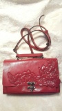 Patricia Nash magenta floral tooled leather purse