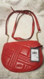 Bright lipstick red DKNY shoulder purse, new with tags