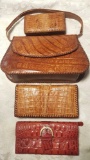 Ladies alligator purse and 3 wallets