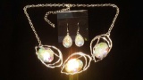 Huge A/B rhinestone necklace and dangle earrings SET