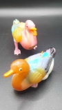 Vintage Chinese art glass duck figurines