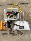 Hand tools, dust pan.