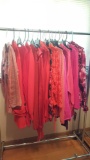 20 DESIGNER red to pink ladies tops/blouses, L to XL