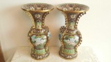 Very large Chinese cloisonne enamel vases, matched pair
