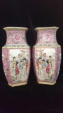Older hand painted Asian porcelain vases, signed