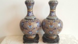 Matching pair of fine Chinese cloisonne enamel vases, pair