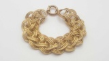 Wide sterling silver gold vermeil bracelet
