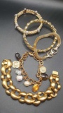 Gold tone fashion jewelry lot: bracelets