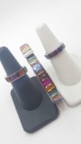 Ann Taylor rainbow rhinestone bracelet and 2 rings