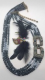 NEVER WORN Heidi Daus rhinestone & blue ombre crystal necklace and mask pin