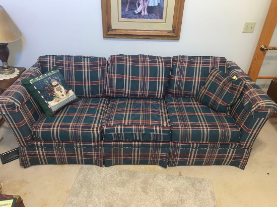 Plaid Upholstered Sofa
