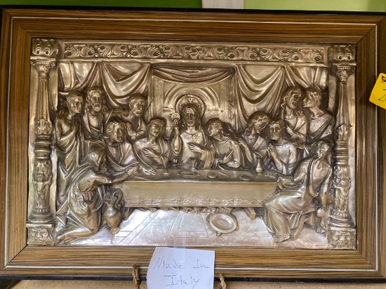 made in Italy silverplate last supper scene, 2ft long