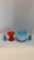 Satin blue and white vase, Pigeon blood vase, blue bird salt and pepper shakers