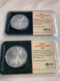 silver American eagle one dollars, coins, 2005, 2000