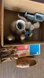 wooden shoe, figurines, miscellaneous knickknacks