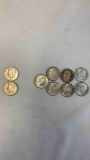 7 silver and 2 non silver half dollars coins Kennedy
