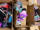 Three boxes of new hats and scarves