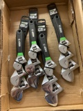 Four sets of three piece adjustable wrench sets