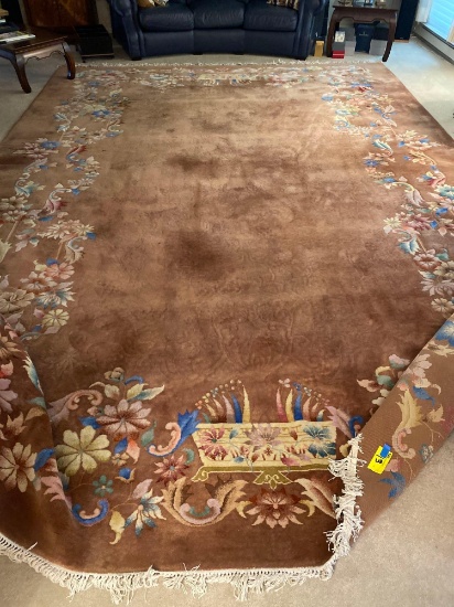 wool 12 x 17 floral patterned floor rug