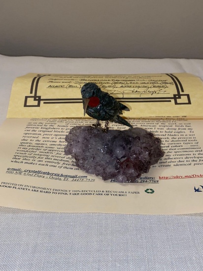 gemstone carving by artist A. Cesar Nogueira with certificate of authenticity