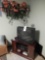 Corner Stand, TV, Radio and Faux Flowers