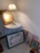Glass Table Lamp and Floral Pictures