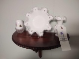 Floating Wall Shelf and 3 Hand Painted Fenton Pieces