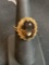 Marked 14K ring w/ amber stone, size 5 3/4, weighs 6 grams.