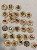 (28) Sweet Corporal Cigarette foreign country flag pins.