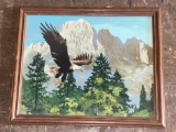 Oil/board Eagle, 22.5 x 18.5 frame.