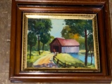 Painting on board, not signed, 14 x 12 antique frame