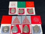 (7) Sterling Towle Christmas medallions, approx 5.5 ounces sterling total.