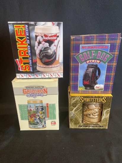 (4) Budweiser Sports Steins