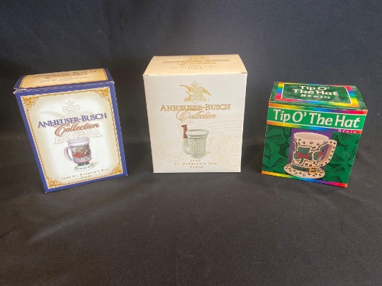 (3) Budweiser St. Patrick's Day Steins