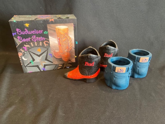 Budweiser Boot Stein and Koozies