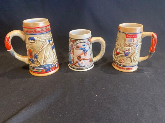(3) Olympic Budweiser Steins