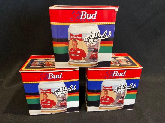(3) Budweiser NASCAR Steins
