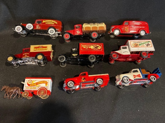 (9) Budweiser Toy Trucks
