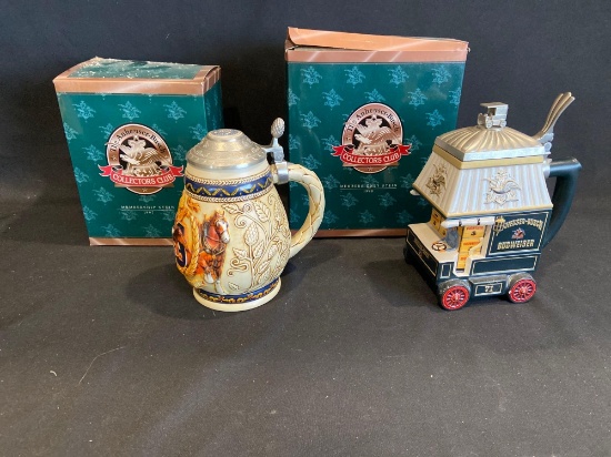 (2) Budweiser Membership Steins
