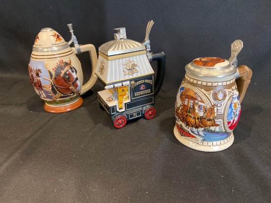 (3) Budweiser Steins