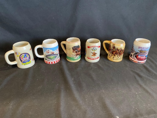 (6) Budweiser Steins