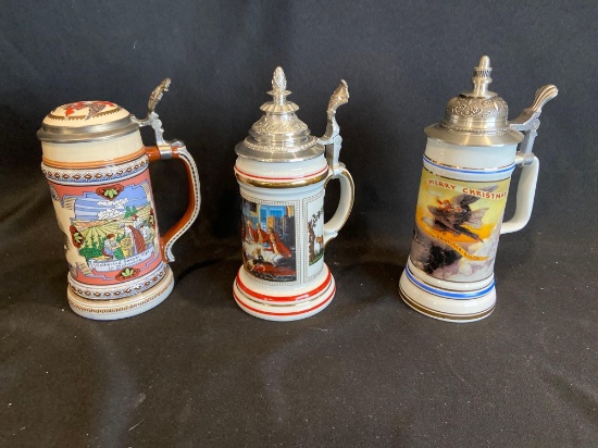 (3) Budweiser Steins