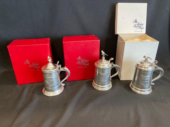 (3) Budweiser and Michelob Shirley Pewter Steins