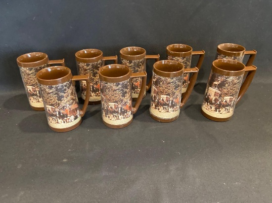 (9) Budweiser Plastic Steins