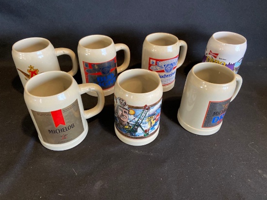(7) Anheuser Busch Stein Mugs