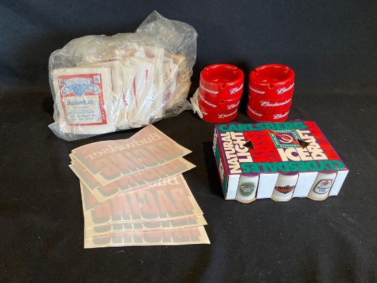 Budweiser Napkins, Ash Trays, Stickers